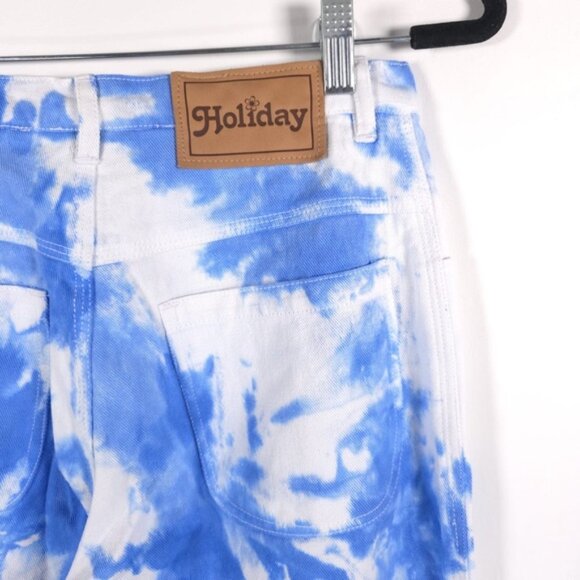 NWT Holiday by Emma Mulholland Tie Dye Wide Leg Straight Jeans Cotton Size 28 - Picture 9 of 13